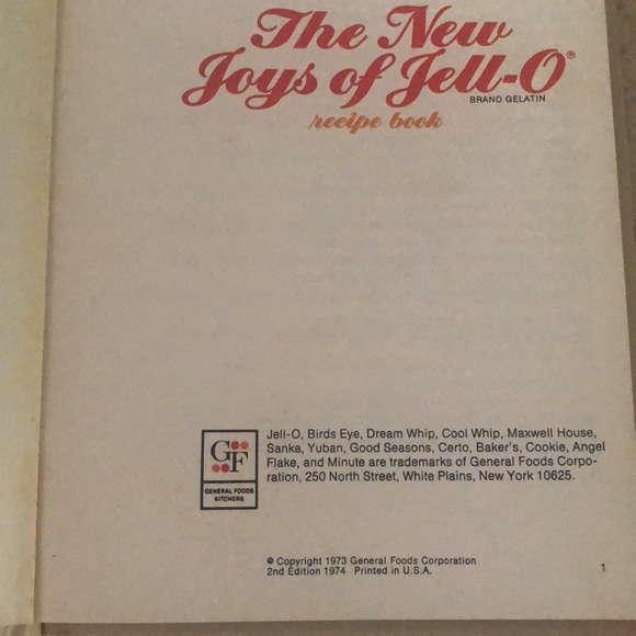 General Foods Corporation Other Vintage The New Joys Of Jello Brand